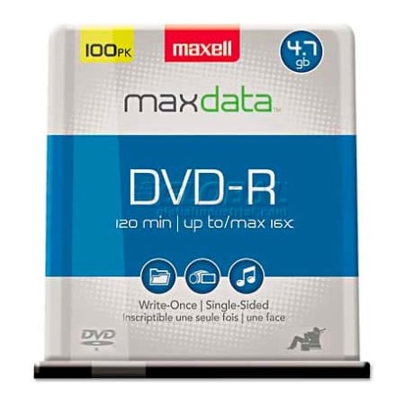 Maxell Maxell 638014 DVD-R Discs, 4.7GB, 16x, Spindle, Gold, 100/Pack 638014